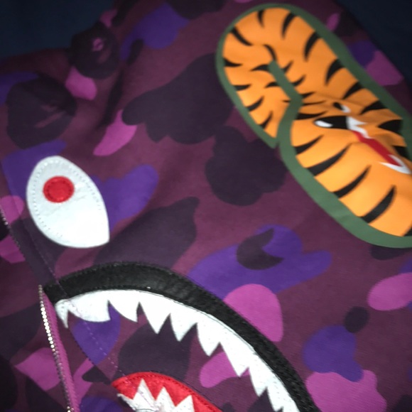 Purple Camo Bathing ape shark hoodie - Picture 7 of 8